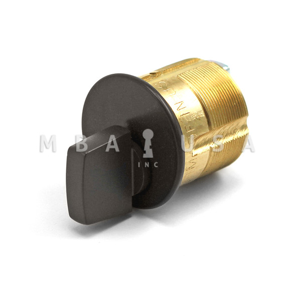 Ilco 15/16" Turn Knob Mortise Cylinder, Adams Rite Cam, Bronze Finish