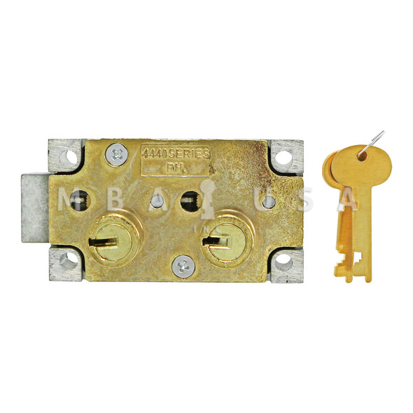 SD Lock, Double Little Nose, 1/2" Double Fixed, #4 Guard - Right Hand (Brass)