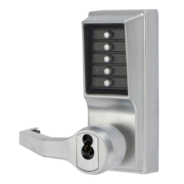 Simplex L1000 Series Pushbutton Lever Lock, Combination w/ Key Override, Corbin Russwin 6-Pin LFIC Prep, Less Core, Left Hand/Left Hand Reversible (LL1021C-26D-41)