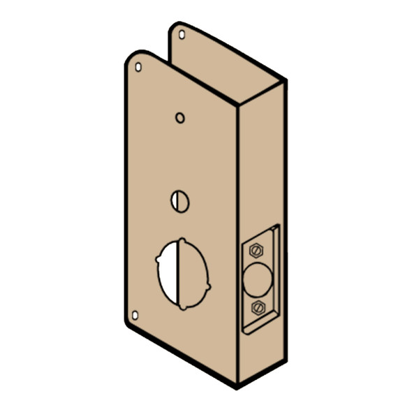Don-Jo Wrap Around Plate, 22 Gauge Steel, 5" by 9", for Codelock 2010 and 4010 Series Lock, for 1-3/4" Door with 2-3/8" Backset, Bright Brass Finish (21-PB-CW)