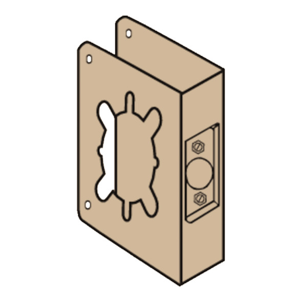 Don-Jo Wrap Around Plate, 22 Gauge Steel, 4-3/4" by 9", 2-1/8" Hole for Cylindrical Lever Lock, for 1-3/4" Door with 2-3/4" Backset, Bright Brass Finish (81-PB-2-CW) Don-Jo Wrap Around Plate, 22 Gauge Steel, 4-3/4" by 9", 2-1/8" Hole for Cylindrical Lever Lock, for 1-3/4" Door with 2-3/4" Backset, Bright Brass Finish (81-PB-2-CW)