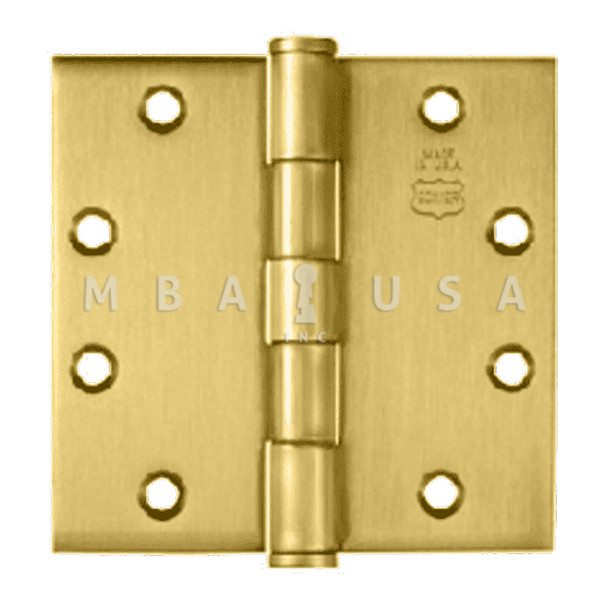 Bommer Ball Bearing Five Knuckle Architectural Grade Hinge with Button Tips, Heavy Weight Steel Full Mortise, 5" by 4-1/2", Bright Brass (BB5004-545-632)