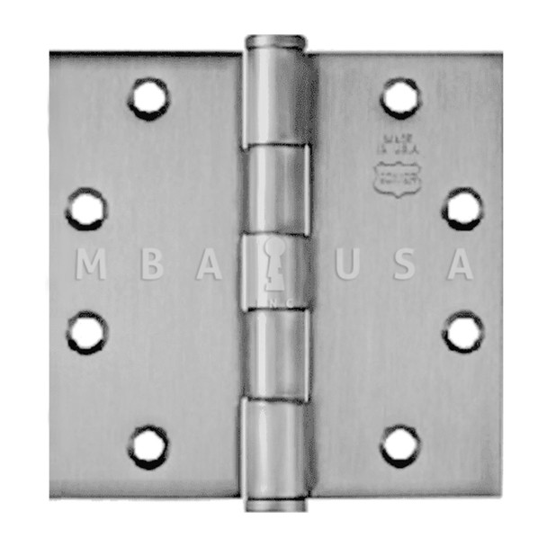 Bommer Ball Bearing Five Knuckle Architectural Grade Hinge with Button Tips, Standard Brass Half Surface, 4" Satin Chrome (BB5301-040-626)