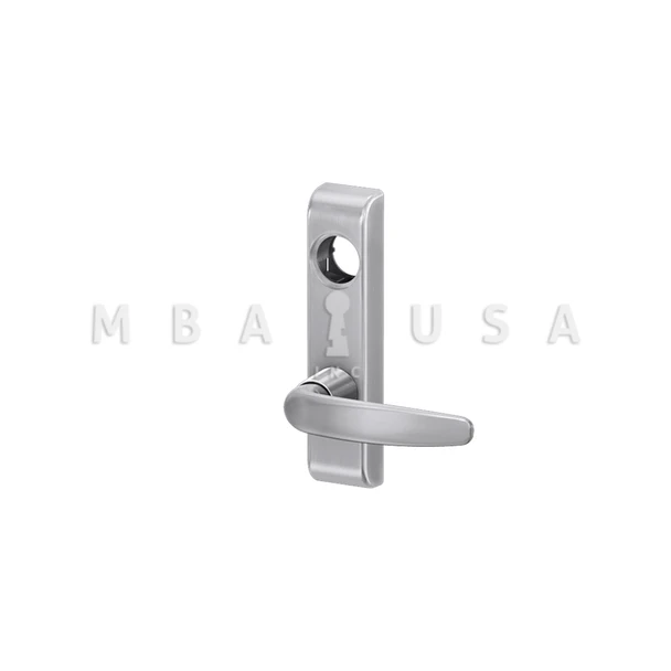 Von Duprin Grade 1 Lever Trim, Classroom Function, 07 Lever w/ Escutcheon, Satin Chrome, Right Hand Reverse (360L-07 26D RHR)