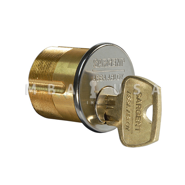 Sargent 1-1/8" Mortise Cylinder, RA Keyway, Satin Stainless Steel (41 RA 32D)