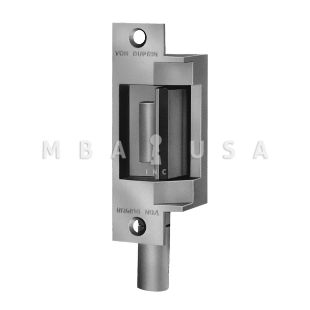 Von Duprin Grade 1 Electric Strike, Fail Safe (Electrically Locked) 24 VDC, 4-7/8" x 1-1/4" Faceplate, For use w/ Cylindrical or Mortise Locks on Single Doors, Hollow Metal or Aluminum Frame, Satin Stainless Steel (6211 24V 32D FS DS)