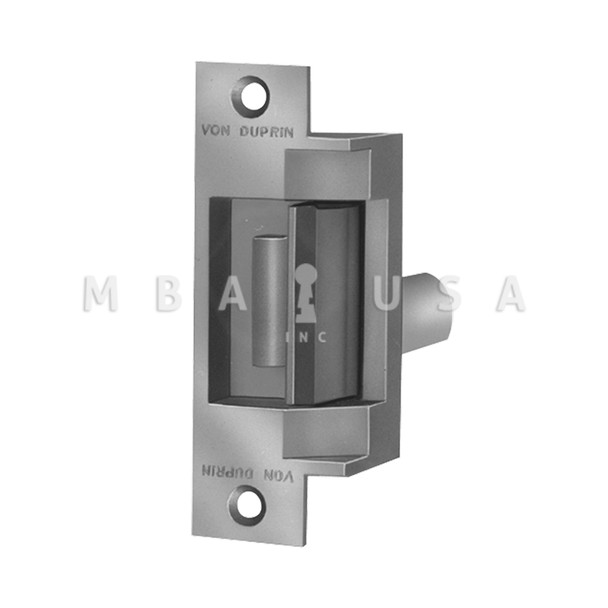Von Duprin Grade 1 Electric Strike, Fail Secure (Electrically Unlocked) 24 VDC, 4-7/8" x 1-1/4" Faceplate, Fire Rated, For use w/ Cylindrical or Mortise Locks on Single Doors, Wood Frame, Satin Stainless Steel (6211WF 24V 32D)