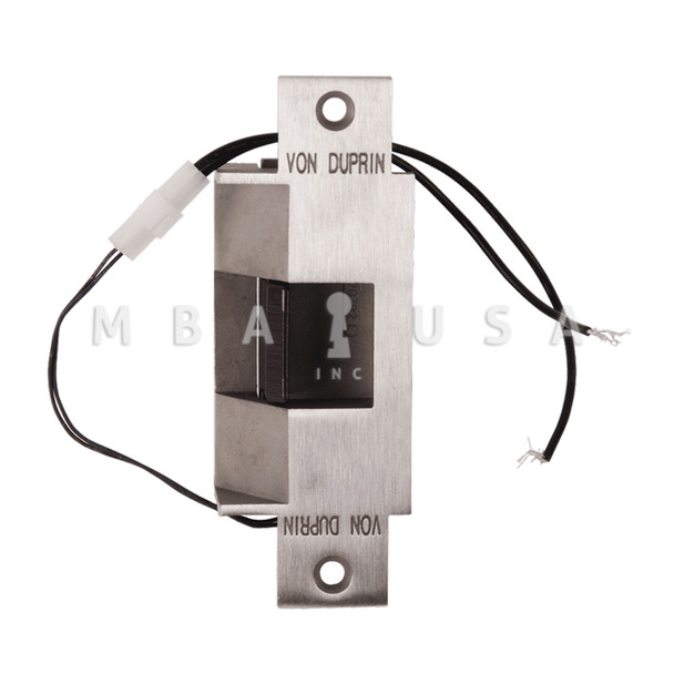 Von Duprin Grade 1 Electric Strike, Fail Secure (Electrically Unlocked) 24 VDC, 6" x 1-1/4" Faceplate, Fire Rated, For use w/ Cylindrical or Mortise Locks on Single Doors, Hollow Metal or Aluminum Frame, Satin Stainless Steel (6213 24V 32D)