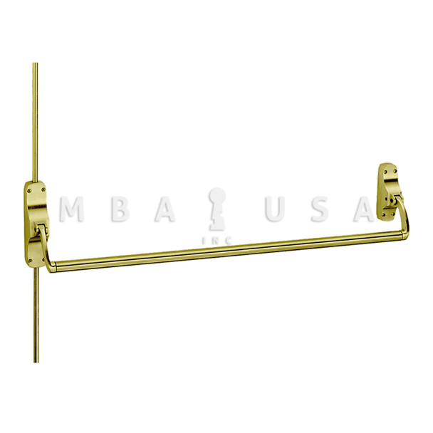 Von Duprin Grade 1 Surface Vertical Rod Exit Bar, Wide Stile Crossbar, 48" Device, Exit Only, Less Trim, Hex Key Dogging, Satin Brass, Field Reversible (8827EO US4)