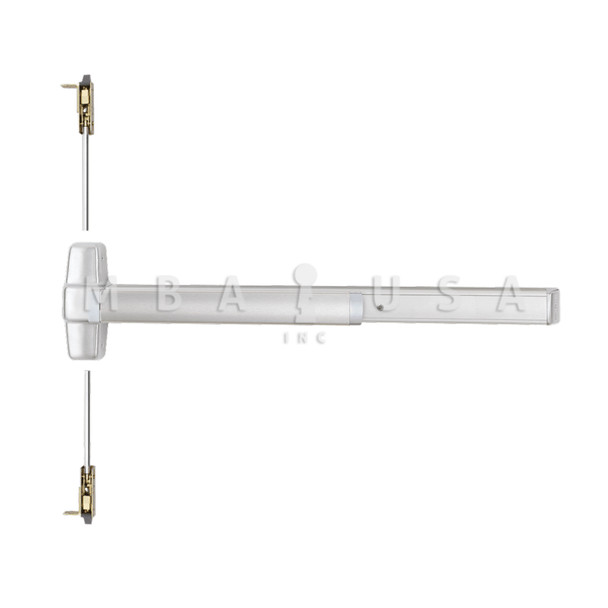 Von Duprin Grade 1 Concealed Vertical Rod Exit Bar, Wide Stile Pushpad, 36" Device, 80" to 100" Door Height, Exit Only, Hex Key Dogging, Satin Chrome, Field Reversible (9847EO 3 26D)