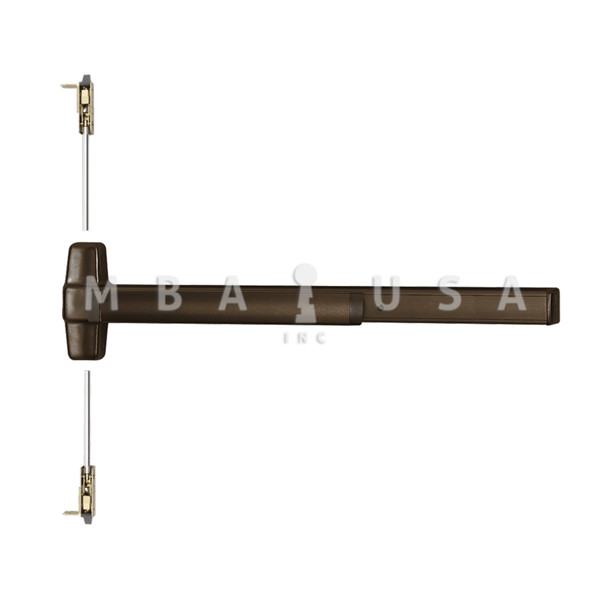 Von Duprin Grade 1 Concealed Vertical Rod Exit Bar, Wide Stile Pushpad, 36" Device, 80" to 100" Door Height, Exit Only, Hex Key Dogging, Dark Bronze Anodized Aluminum, Field Reversible (9847EO 3 313)