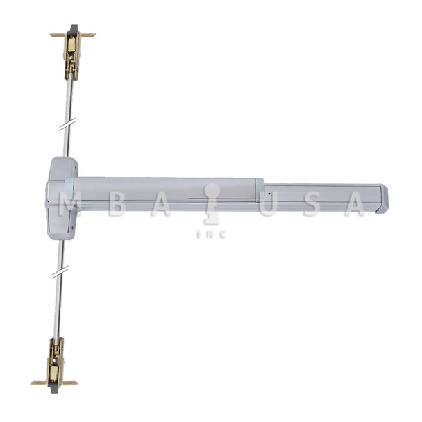 Von Duprin Grade 1 Concealed Vertical Rod Exit Bar, Wide Stile Pushpad, 36" Device, 80" to 100" Door Height, Exit Only, Hex Key Dogging, Satin Aluminum Clear Anodized, Field Reversible (9947EO 3 US28)