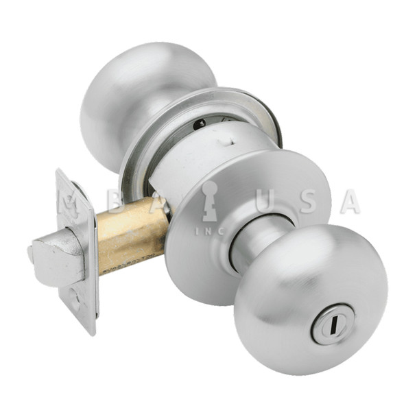 Schlage Grade 2 Privacy Cylindrical Lock, Plymouth Knob, Non-Keyed, Satin Chrome, Non-Handed (A40S PLY 626)
