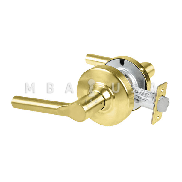 Schlage Grade 2 Passage Cylindrical Lock w/ Field Selectable Vandlgard, Broadway Lever, Non-Keyed, Satin Brass, Non-Handed (ALX10 BRW 606)
