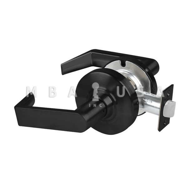 Schlage Grade 2 Passage Cylindrical Lock w/ Field Selectable Vandlgard, Rhodes Lever, Non-Keyed, Matte Black, Non-Handed (ALX10 RHO 622)