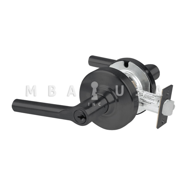Schlage Grade 2 Office Cylindrical Lock w/ Field Selectable Vandlgard, Broadway Lever, Conventional Cylinder, Matte Black, Non-Handed (ALX50P BRW 622)