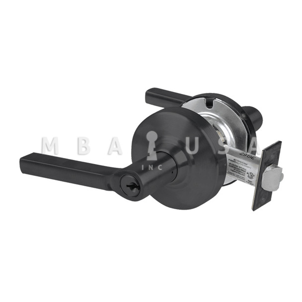 Schlage Grade 2 Office Cylindrical Lock w/ Field Selectable Vandlgard, Latitude Lever, Conventional Cylinder, Matte Black, Non-Handed (ALX50P LAT 622)