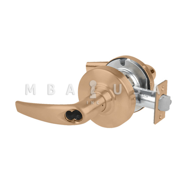 Schlage Grade 2 Entrance Cylindrical Lock w/ Field Selectable Vandlgard, Athens Lever, SFIC Less Core, Satin Bronze, Non-Handed (ALX53B ATH 612)