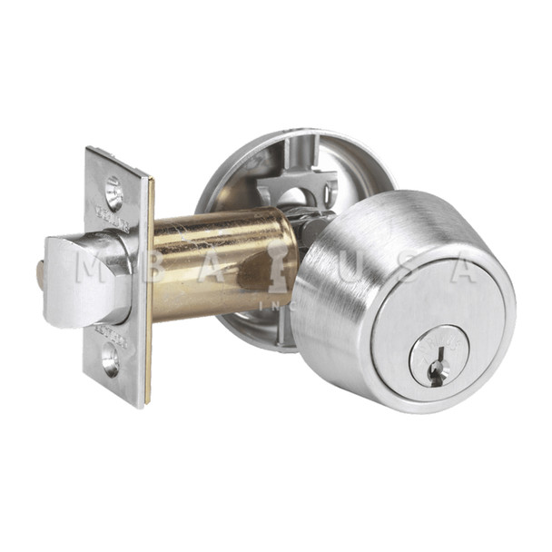 Schlage Grade 2 Single Cylinder Deadlatch, Conventional 6-Pin Cylinder, Non-Holdback Turn, 2-3/8" Backset, Satin Chrome (B250P6 626 NHO)