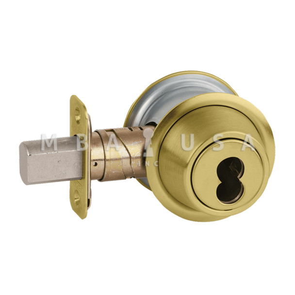 Schlage Grade 3 Single Cylinder Deadbolt, SFIC Prep Less Core, Adjustable 2-3/8" and 2-3/4" Backset, Satin Brass (B560B 606)