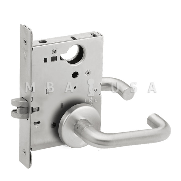 Schlage Grade 1 Passage Latch Mortise Lock, 03 Lever, B Rose, Satin Chrome, Field Reversible (L9010 03B 626)