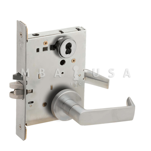 Schlage Grade 1 Entrance Office Mortise Lock, Schlage FSIC Less Core, 06 Lever, A Rose, Satin Chrome, Field Reversible (L9050J 06A 626)
