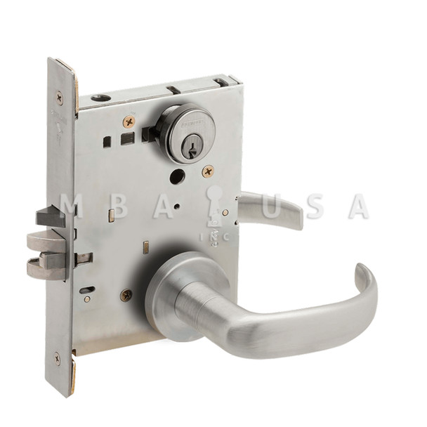 Schlage Grade 1 Entrance Office Mortise Lock, Conventional Cylinder, 17 Lever, A Rose, Satin Chrome, Field Reversible (L9050P 17A 626)