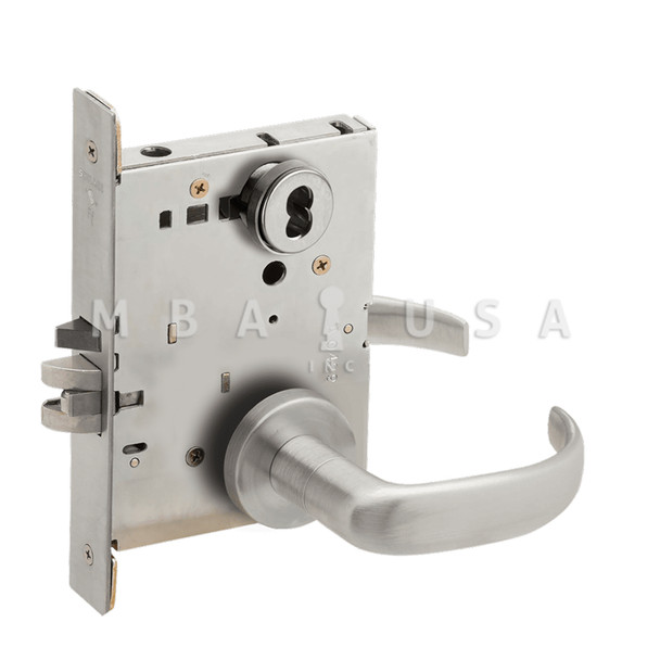 Schlage Grade 1 Classroom Mortise Lock, Schlage FSIC Less Core, 17 Lever, A Rose, Satin Chrome, Field Reversible (L9070J 17A 626)