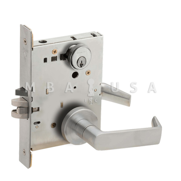 Schlage Grade 1 Classroom Mortise Lock, Conventional Cylinder, 06 Lever, A Rose, Satin Chrome, Field Reversible (L9070P 06A 626)