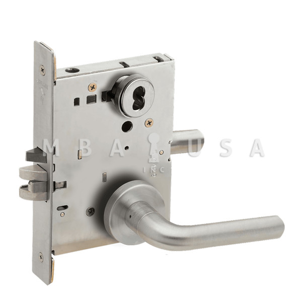 Schlage Grade 1 Storeroom Mortise Lock, SFIC Prep Less Core, 02 Lever, A Rose, Satin Chrome, Field Reversible (L9080B 02A 626)