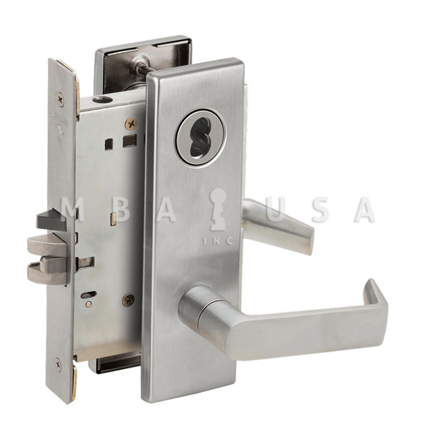 Schlage Grade 1 Storeroom Mortise Lock, SFIC Prep Less Core, 06 Lever, N Escutcheon, Satin Chrome, Field Reversible (L9080B 06N 626)