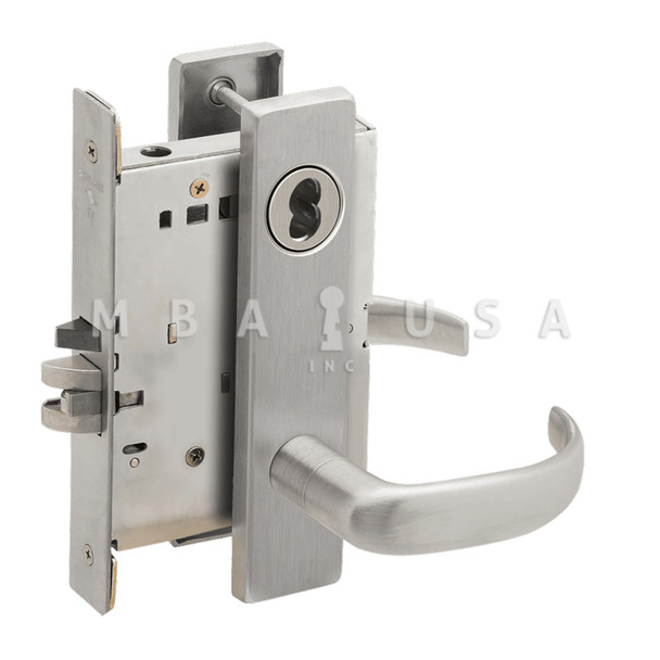 Schlage Grade 1 Storeroom Mortise Lock, SFIC Prep Less Core, 17 Lever, L Escutcheon, Satin Chrome, Field Reversible (L9080B 17L 626)