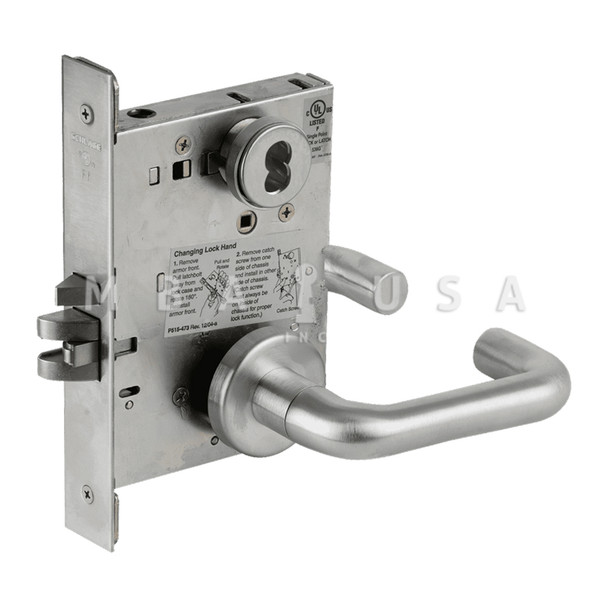 Schlage Grade 1 Fail Secure Electric Mortise Lock, SFIC Prep Less Core, 03 Lever, A Rose, Request to Exit, Satin Chromium Plated, Field Reversible (L9092EUB 03A 626 RX)