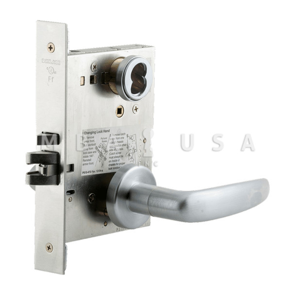 Schlage Grade 1 Fail Secure Electric Mortise Lock, SFIC Prep Less Core, 07 Lever, A Rose, Request to Exit, Satin Chromium Plated, Field Reversible (L9092EUB 07A 626 RX)