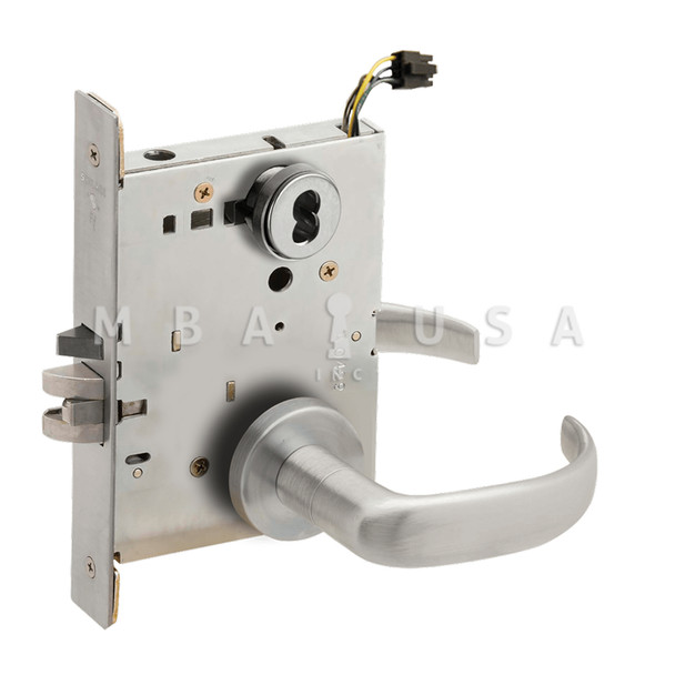 Schlage Grade 1 Fail Secure Electric Mortise Lock, Schlage FSIC Prep Less Core, 17 Lever, A Rose, Request to Exit, Satin Chromium Plated, Field Reversible (L9092EUJ 17A 626 RX)