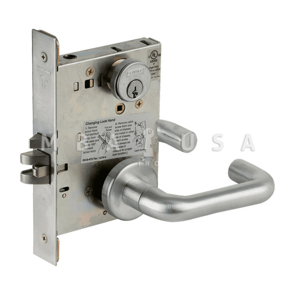 Schlage Grade 1 Fail Secure Electric Mortise Lock, Conventional Cylinder, 03 Lever, A Rose, Request to Exit, Satin Chromium Plated, Field Reversible (L9092EUP 03A 626 RX)