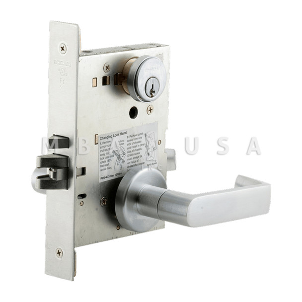 Schlage Grade 1 Fail Secure Electric Mortise Lock, Conventional Cylinder, 06 Lever, A Rose, Request to Exit, Satin Chromium Plated, Field Reversible (L9092EUP 06A 626 RX)