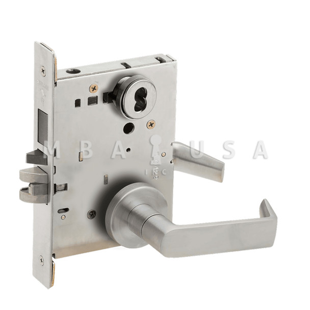 Schlage Schlage L-Series, Entrance Mortise Lock, A Rose, 06 Lever, Grade 1 Mortise Lock, FSIC Less Core, Satin Chrome (L9453J 06A 626)