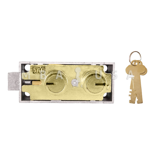 5700 Safe Deposit Lock, Double Big Nose, Double Fixed, Brass - MBA