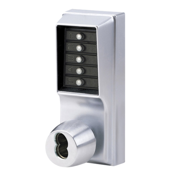 Simplex 1000 Series Grade 1 Pushbutton Knob Lock, Key Override, Corbin Russwin 6-Pin LFIC, Less Core, Field Reversible (1021C-26D-41)