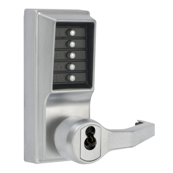 Simplex L1000 Series Pushbutton Lever Lock, Combination Entry, Key Override, Schlage FSIC Prep, Right Hand/Right Hand Reverse (LR1021S-26D-41)