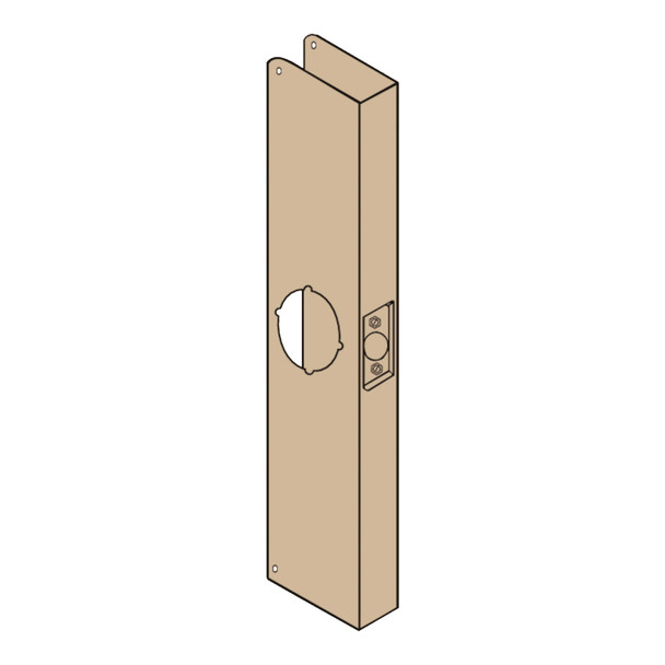 Don-Jo Wrap Around Plate, 22 Gauge Steel, 5" by 20", 2-1/8" Hole for Cylindrical Lock, for 1-3/4" Door with 2-3/8" Backset, Bright Brass Finish (20C-PB-CW) Don-Jo Wrap Around Plate, 22 Gauge Steel, 5" by 20", 2-1/8" Hole for Cylindrical Lock, for 1-3/4" Door with 2-3/8" Backset, Bright Brass Finish (20C-PB-CW)