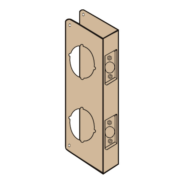 Don-Jo Wrap Around Plate for Double Locks with 5-1/2" Center, 22 Gauge Steel, 4-1/4" by 12", 2-1/8" Holes for Deadbolt and for Cylindrical Lock, for 1-3/4" Door with 2-3/4" Backset, Bright Brass Finish (258-PB-CW) Don-Jo Wrap Around Plate for Double Locks with 5-1/2" Center, 22 Gauge Steel, 4-1/4" by 12", 2-1/8" Holes for Deadbolt and for Cylindrical Lock, for 1-3/4" Door with 2-3/4" Backset, Bright Brass Finish (258-PB-CW)