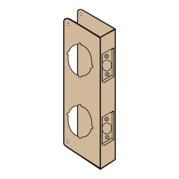 Don-Jo Wrap Around Plate for Double Locks with 3-5/8" Center, 22 Gauge Steel, 4" by 9", 2-1/8" Holes for Deadbolt and for Cylindrical Lock, for 1-3/4" Door with 2-3/8" Backset, Bright Brass Finish (261-PB-CW) Don-Jo Wrap Around Plate for Double Locks with 3-5/8" Center, 22 Gauge Steel, 4" by 9", 2-1/8" Holes for Deadbolt and for Cylindrical Lock, for 1-3/4" Door with 2-3/8" Backset, Bright Brass Finish (261-PB-CW)