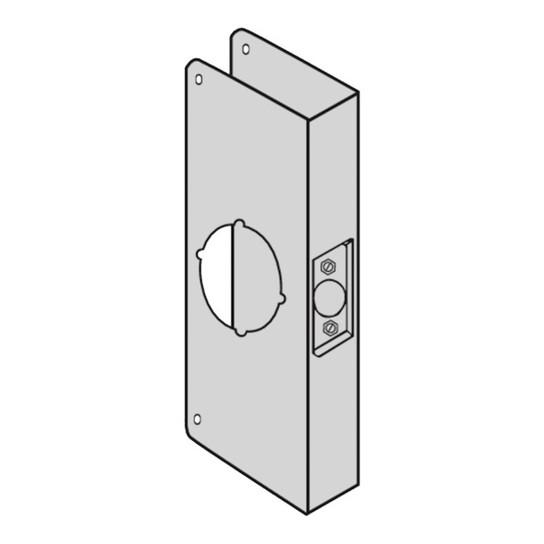 Don-Jo Wrap Around Plate, 22 Gauge Stainless Steel, 4-1/4" by 9", 2-1/8" Hole for Cylindrical Lock, for 1-3/8" Door with 2-3/4" Backset, Satin Stainless Steel Finish (3-S-CW) Don-Jo Wrap Around Plate, 22 Gauge Stainless Steel, 4-1/4" by 9", 2-1/8" Hole for Cylindrical Lock, for 1-3/8" Door with 2-3/4" Backset, Satin Stainless Steel Finish (3-S-CW)