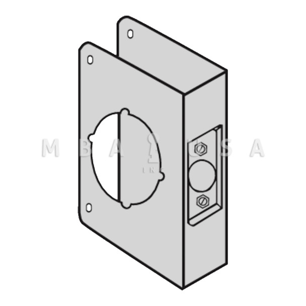 Don-Jo Wrap Around Plate, 22 Gauge Stainless Steel, 4-3/4" by 5-1/2", 2-1/8" Hole for Marks Cylindrical Lever Lock, for 1-3/4" Door with 2-3/4" Backset, Satin Stainless Steel Finish (75-S-CW)