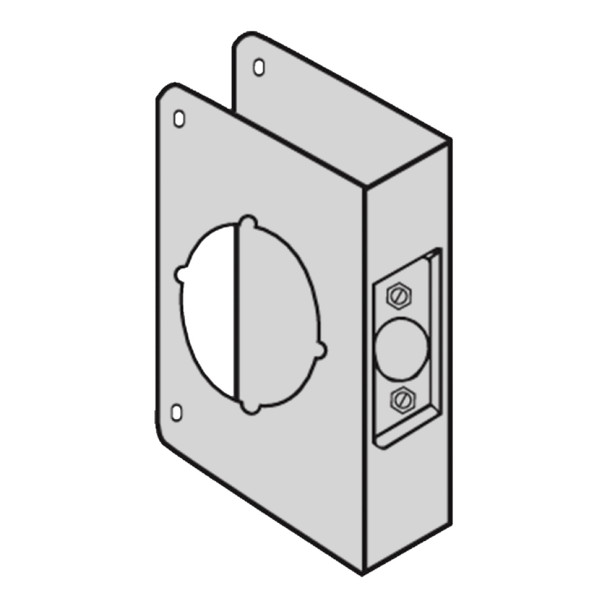 Don-Jo Wrap Around Plate, 22 Gauge Stainless Steel, 4-1/2" by 4-1/2", 2-1/8" Hole for Cylindrical Lock, for 1-3/4" Door with 2-3/4" Backset, Satin Stainless Steel Finish (81-S-CW) Don-Jo Wrap Around Plate, 22 Gauge Stainless Steel, 4-1/2" by 4-1/2", 2-1/8" Hole for Cylindrical Lock, for 1-3/4" Door with 2-3/4" Backset, Satin Stainless Steel Finish (81-S-CW)