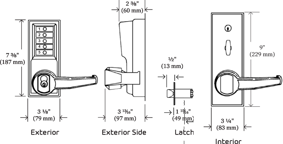 Simplex Pushbutton Mortise Lock w/ Lever Combination Entry-LFIC Schlage-Passage-Lockout Antique Brass RH