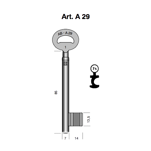 Balakey Key BORKEY KEY BLANK ART A29 #7.5 - MBA USA, Inc.
