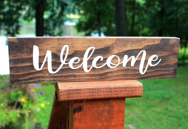 Hand Crafted Wood Welcome Sign
